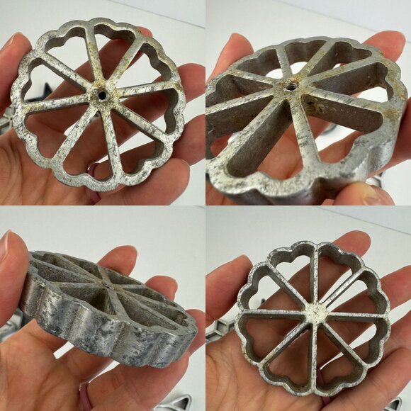 Vtg Rosette Timbale Cookie Waffle Pan Fry Tool Shapes Star Circle Butterfly READ - Picture 10 of 11